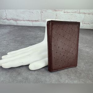 Pierre Cardin Mens Brown Perforated Leather Trifold Wallet